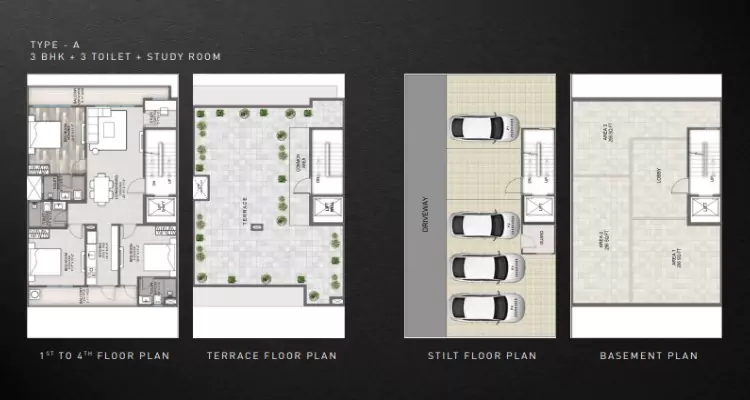 Signature Global City 93 3 BHK + Study Floor Plan