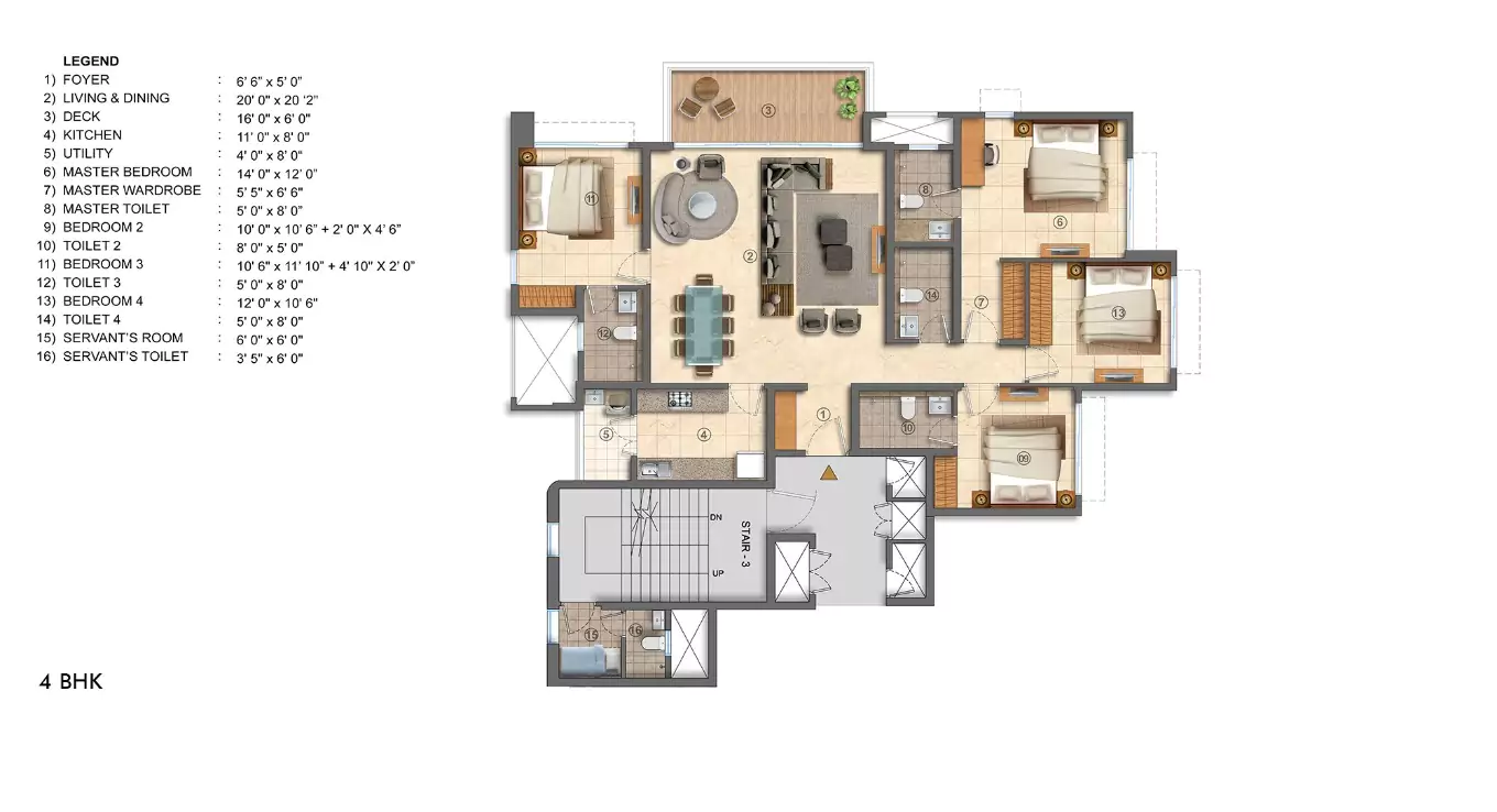 Lodha Bellavista 4 BHK Floor Plan