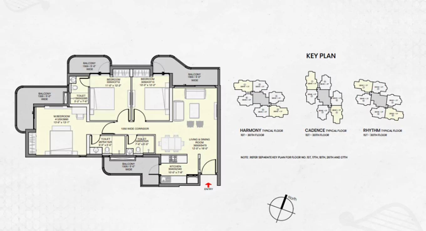 Eldeco Ballads of Bliss 3 BHK Floor Plan