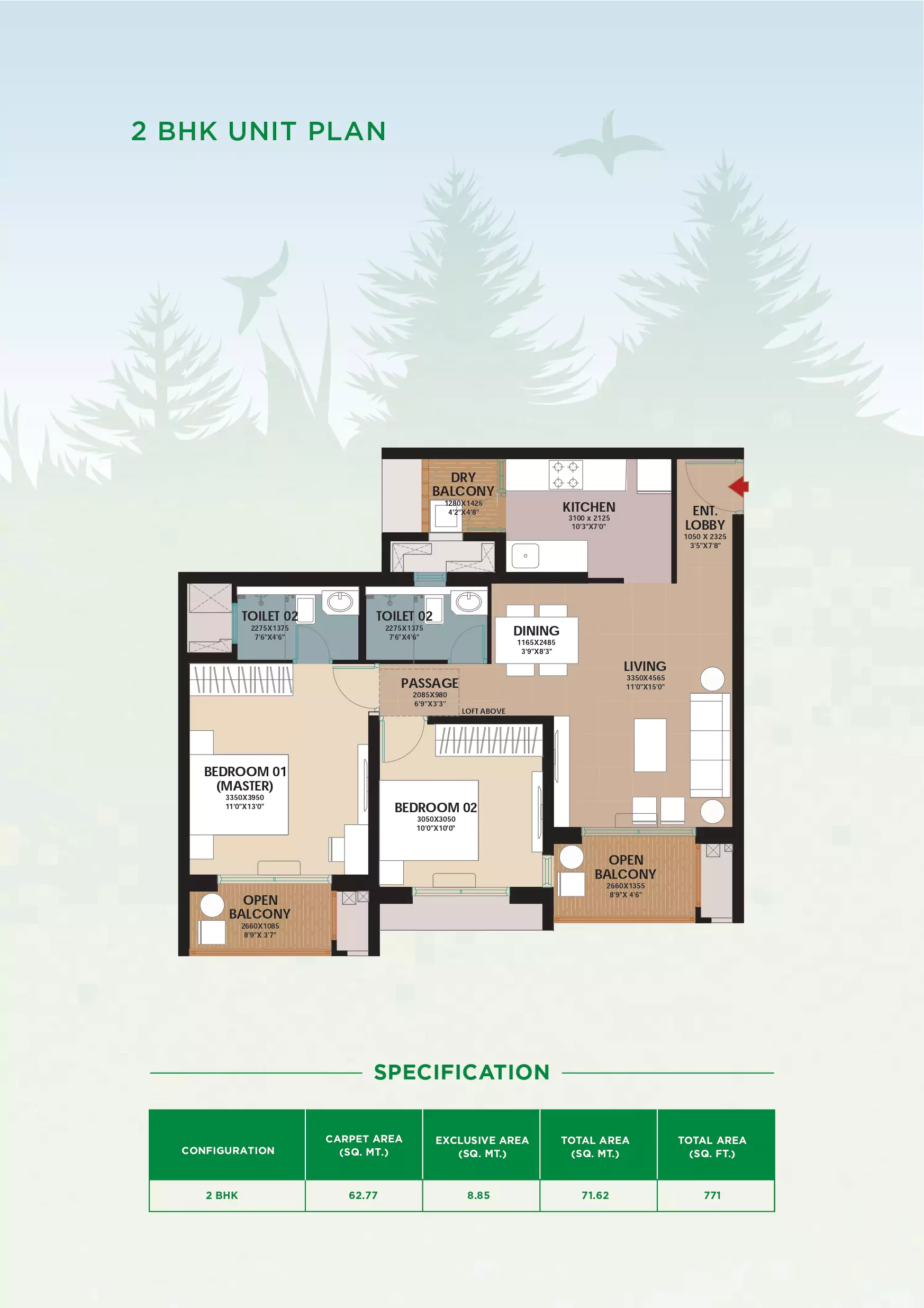 Godrej Woodsville 2 BHK Floor Plan
