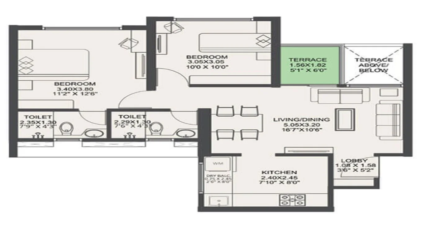 VTP WOW 3 BHK Floor Plan
