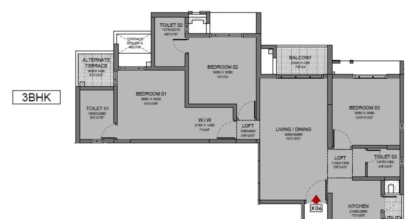Godrej Parkridge 3 BHK Floor Plan