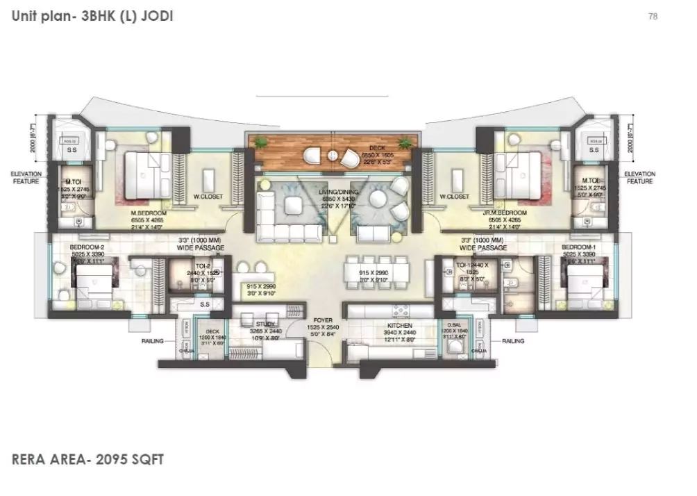 The Prestige City 3 BHK Floor Plan