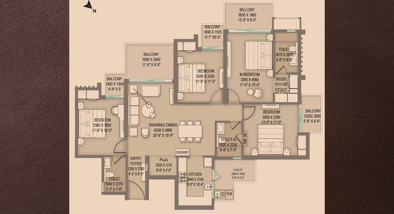 Arihant One 4 BHK Floor Plan