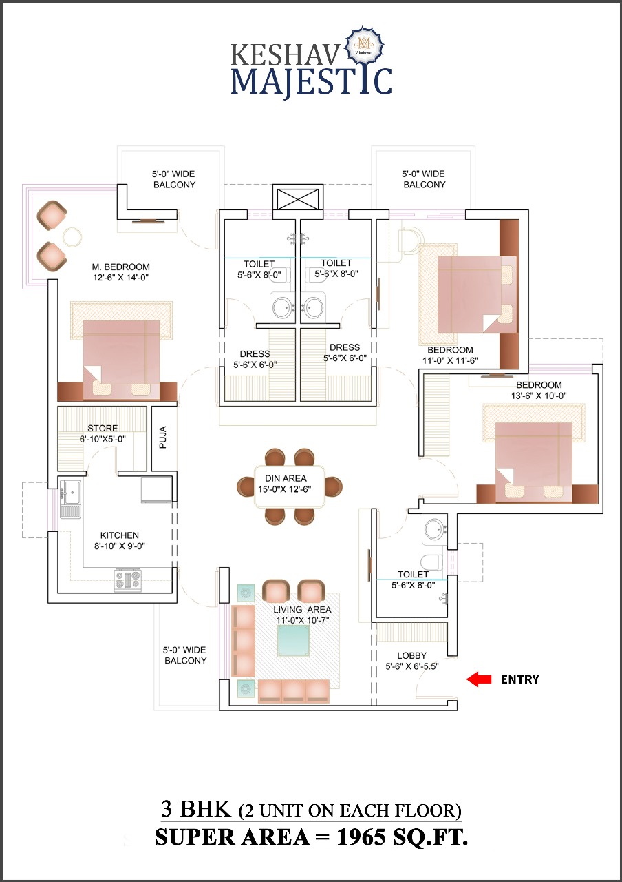 Keshav Majestic 3 BHK Floor Plan
