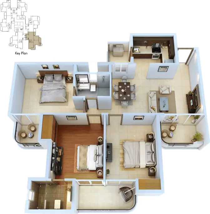 CRC Sublimis 3 BHK Floor Plan