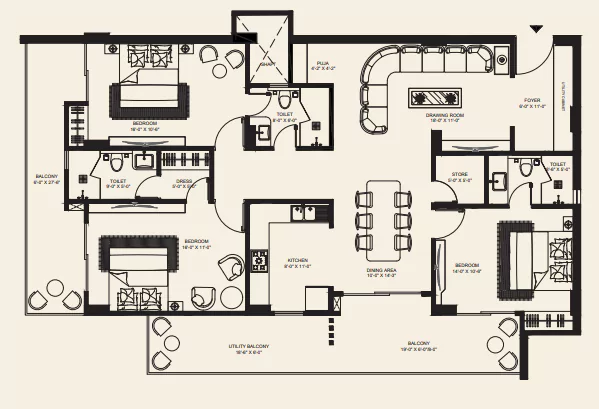 Evara by Sky Vista Homes 3 Bhk Floor Plan