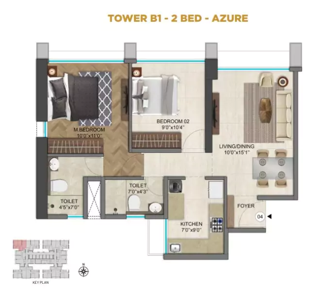 Runwal 25 Hour Life 2 BHK Floor Plan