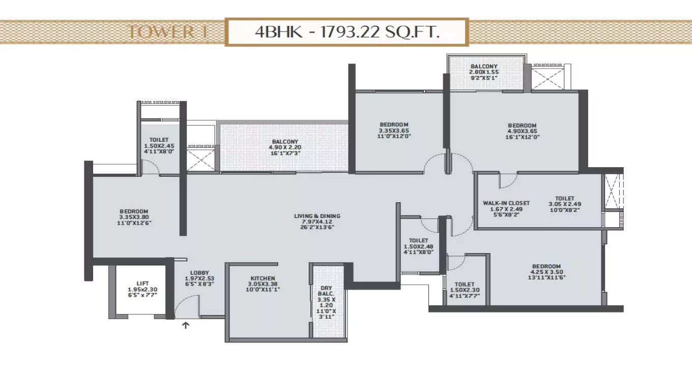 VTP Flamante 4 BHK Floor Plan