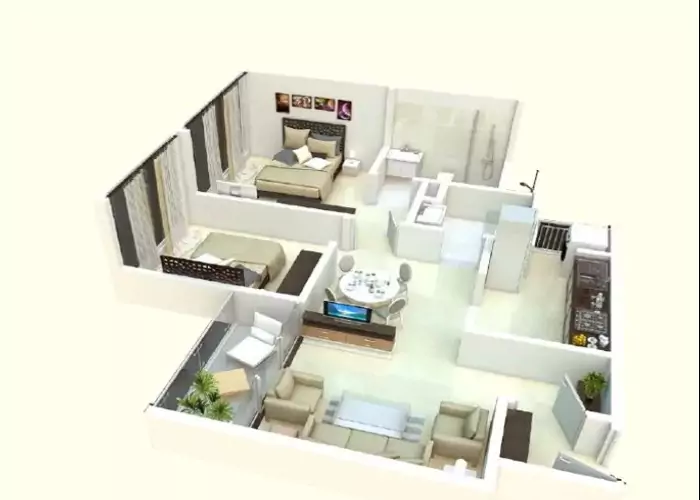 Duville Riverdale Heights 2 BHK Floor Plan