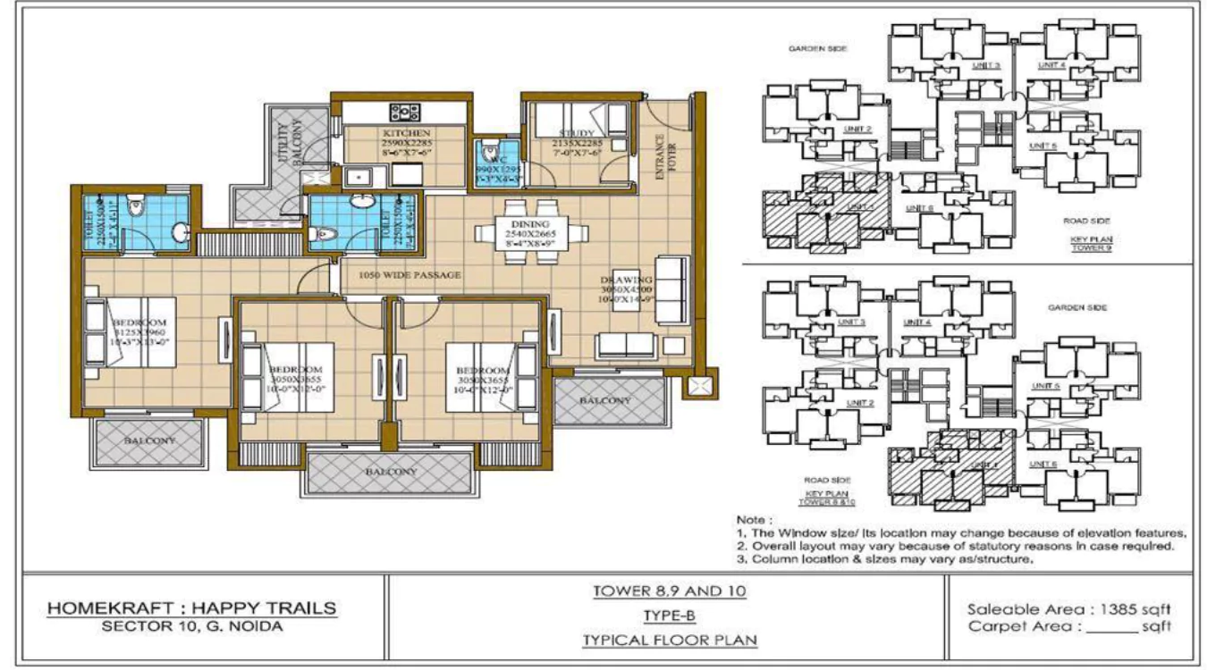 ATS Homekraft Happy Trails 3 BHK Floor Plan