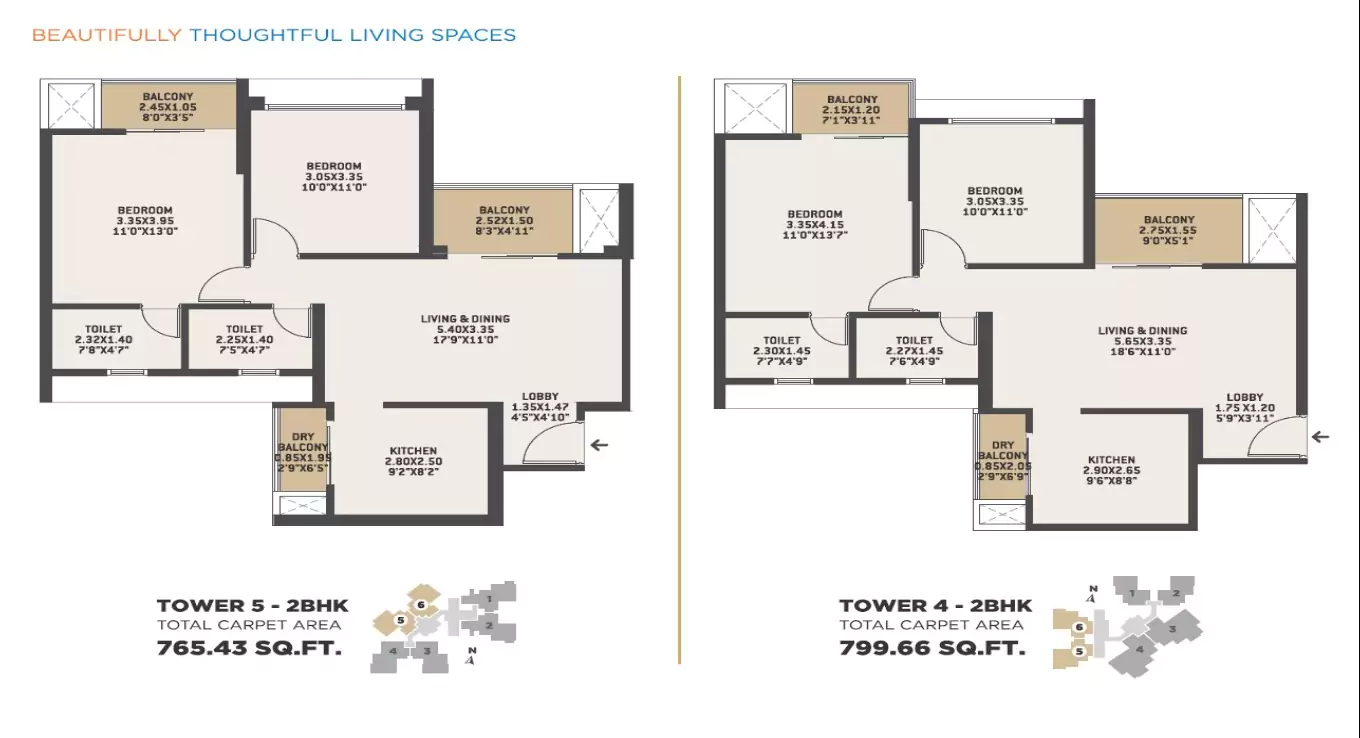 VTP Bellissimo 2 BHK Floor Plan