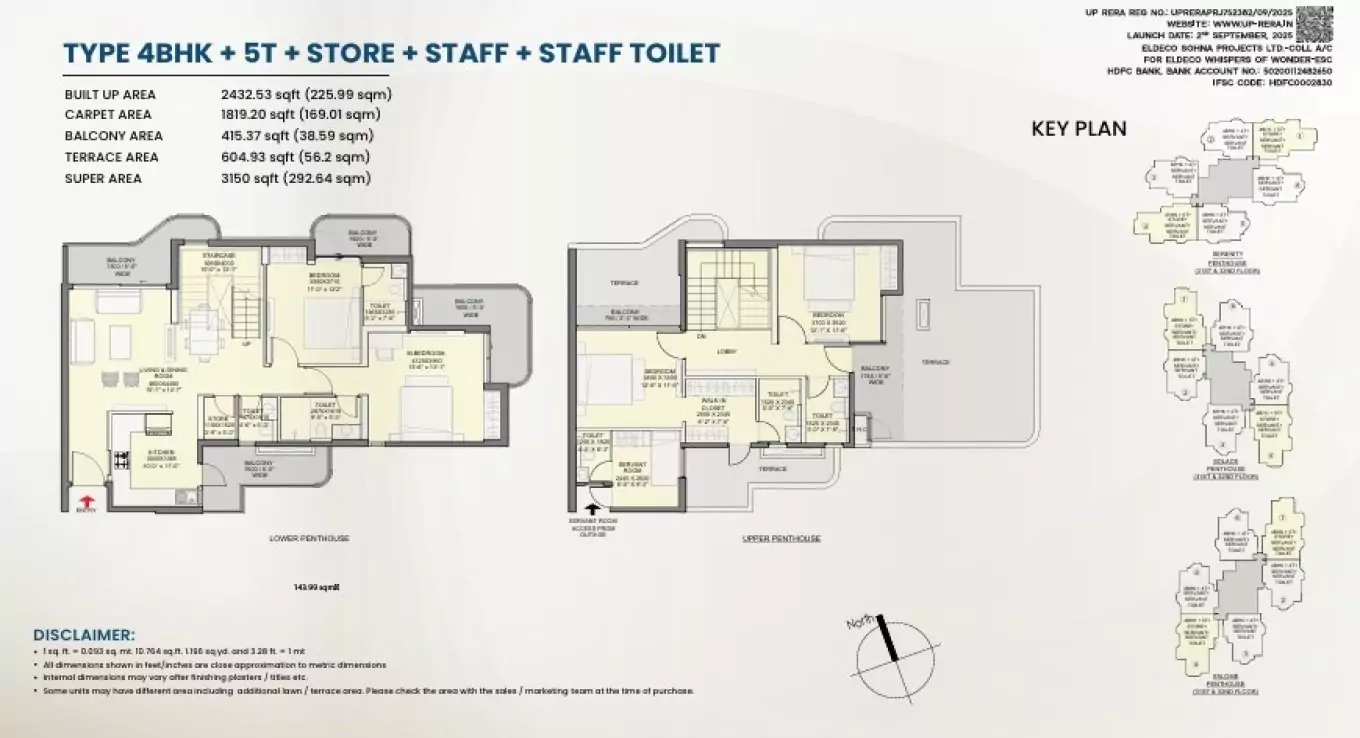 Eldeco Whispers of Wonder 4 BHK (Type 1) Floor Plan