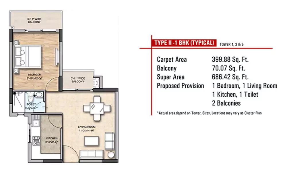 Sahu City 1 BHK Floor Plan