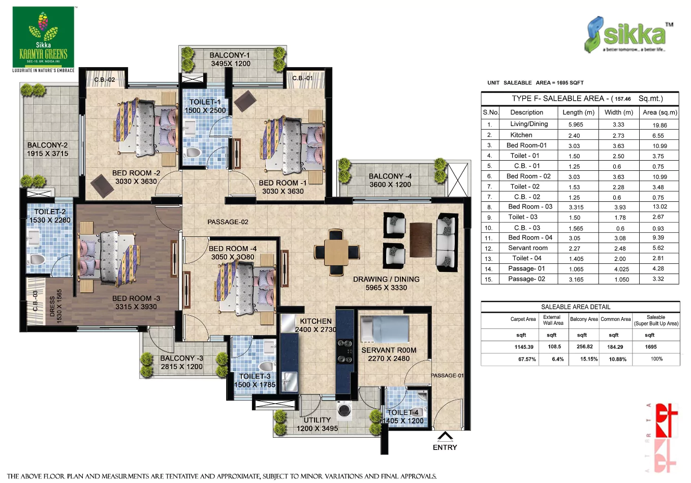 Sikka Kaamya Greens 4 BHK Floor Plan