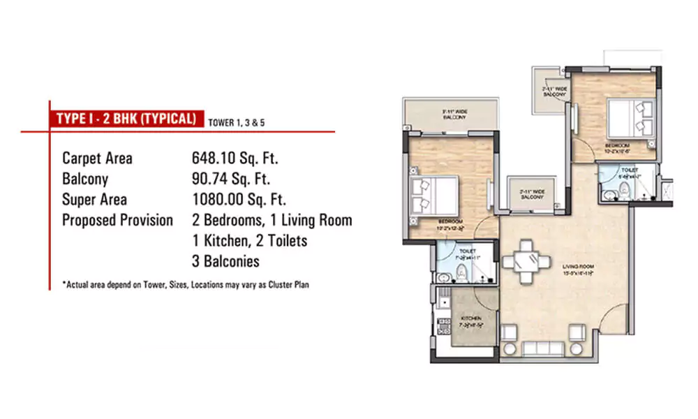 Sahu City 2 BHK Floor Plan