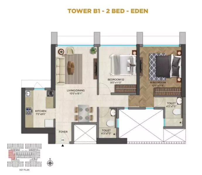 Runwal 25 Hour Life 2 BHK Floor Plan