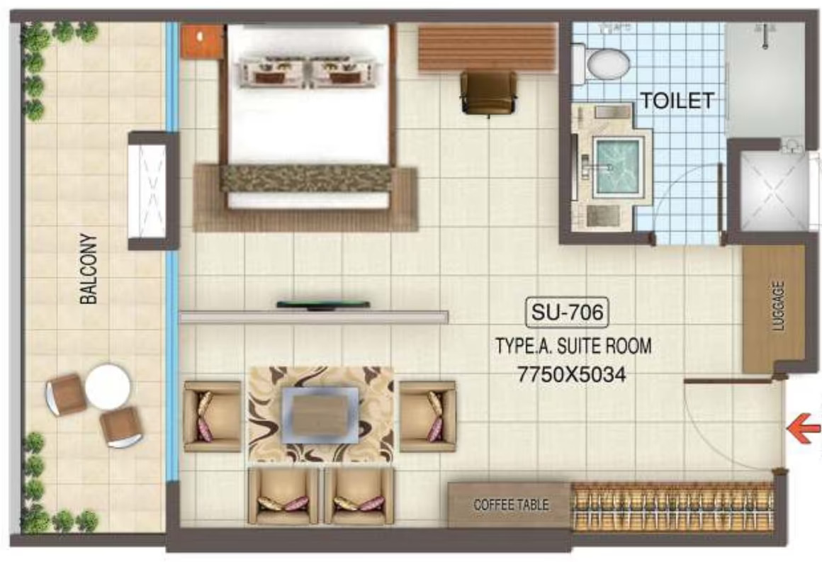 Kaveri City Centre Studio Type 4 Floor Plan