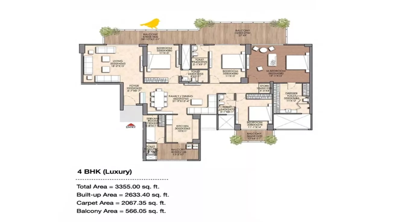 Prateek Canary Floor 4 BHK Luxury (Type 1)