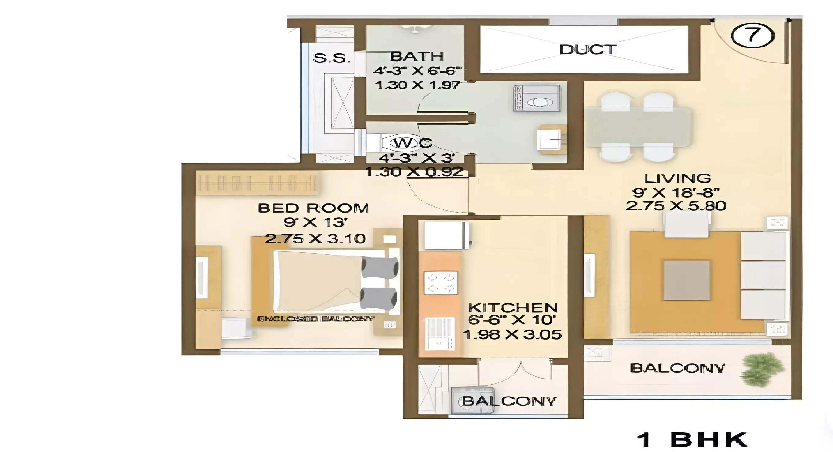 Embassy Park Panvel 1 BHK Floor Plan