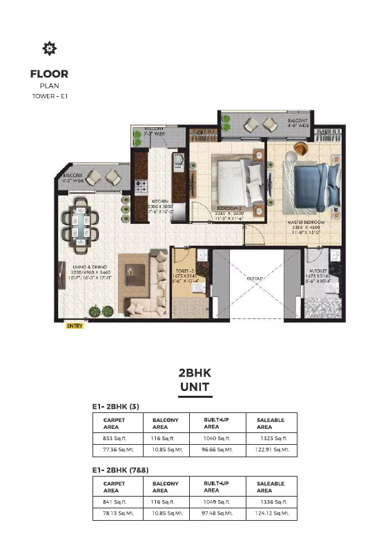 Rishita Mulberry Heights 2 BHK Floor Plan