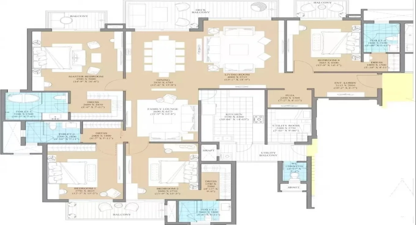 ATS Kingston Heath 4 BHK Floor Plan