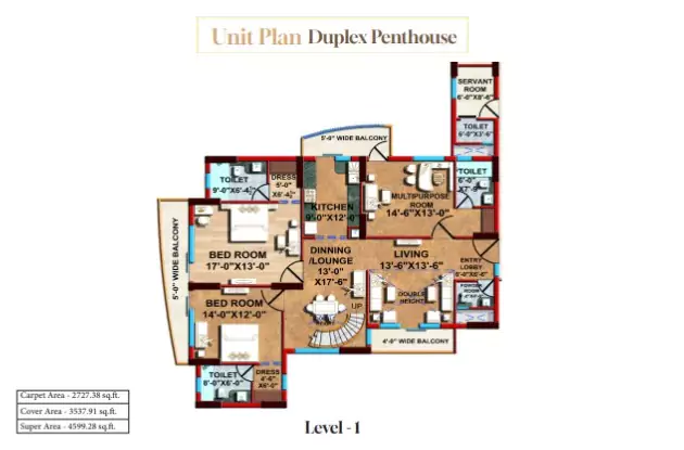 Ekana Ontario 3 BHK Penthouse Floor Plan