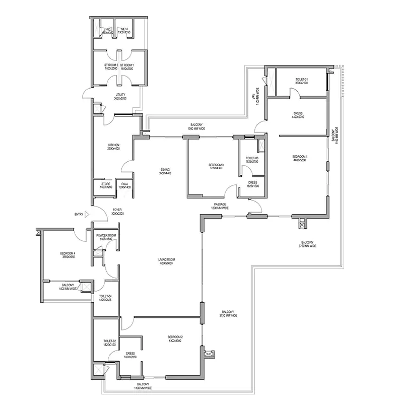 Max Estates 128 4 Bhk Floor plan