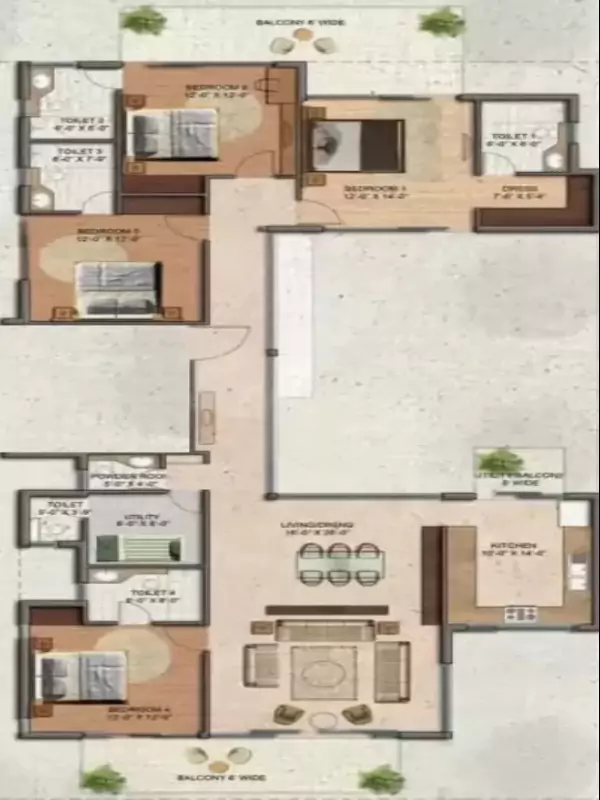 BPTP Amstoria 4 BHK Floor Plan