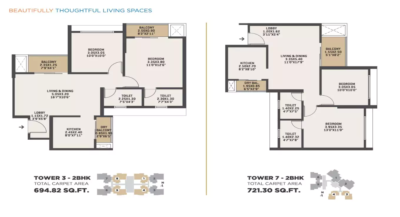 VTP Bellissimo 2 BHK Floor Plan