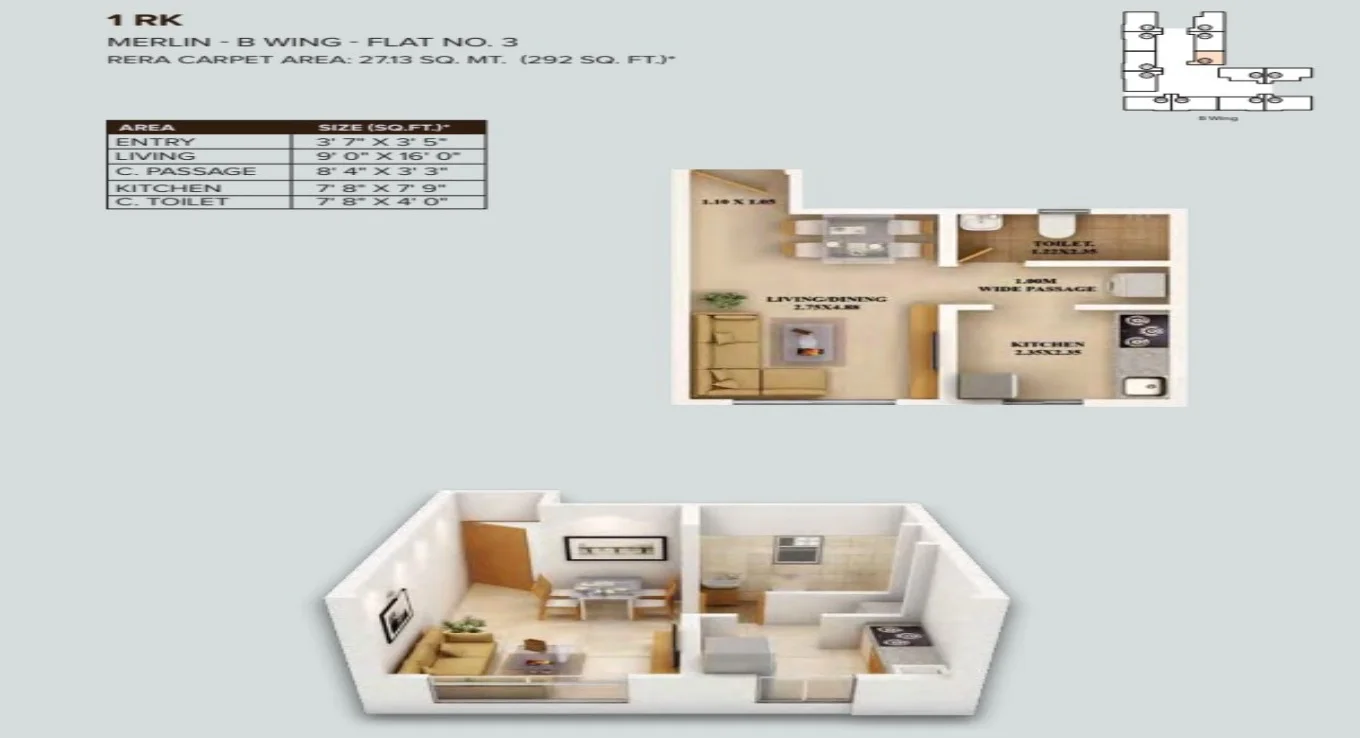 Dosti Nest 1 RK Studio Floor Plan