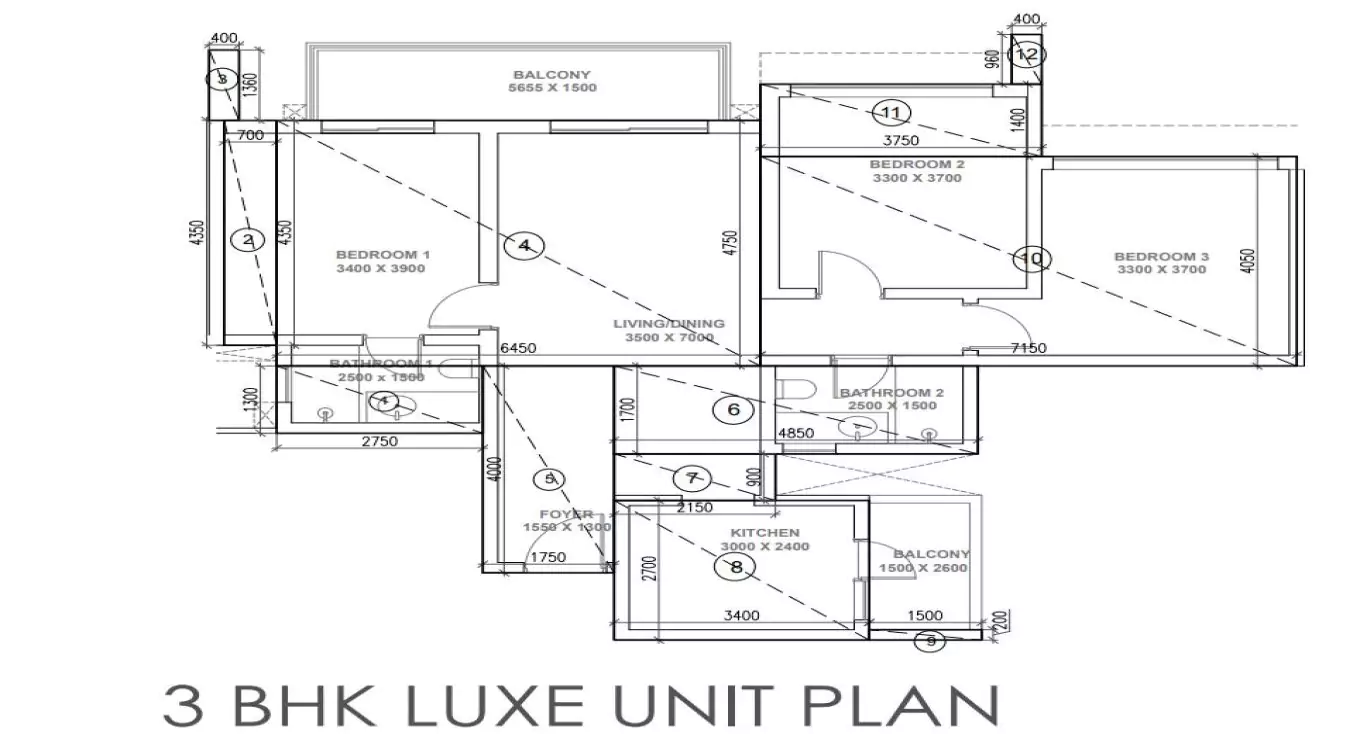 Sobha Aurum 3 BHK (Type 1) BHK Floor Plan