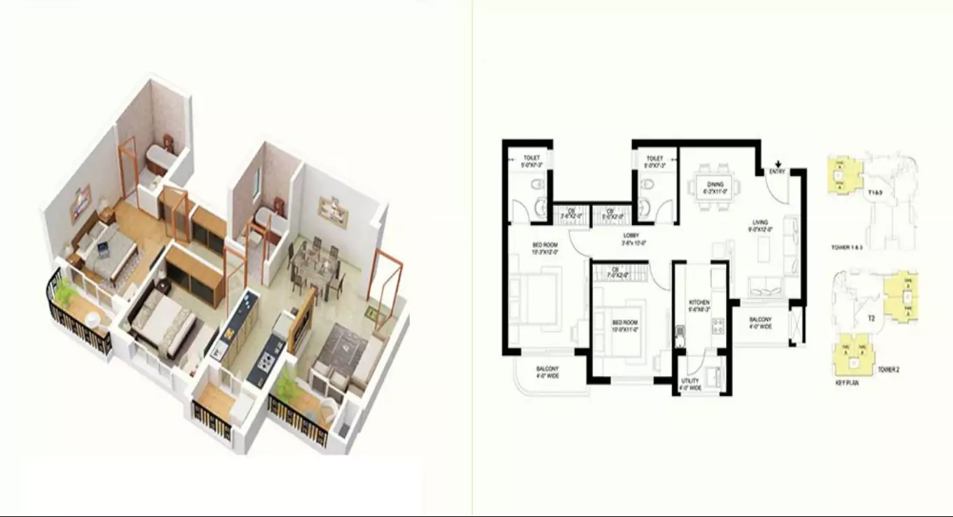 Casa Greens Exotica 2 BHK Floor Plan