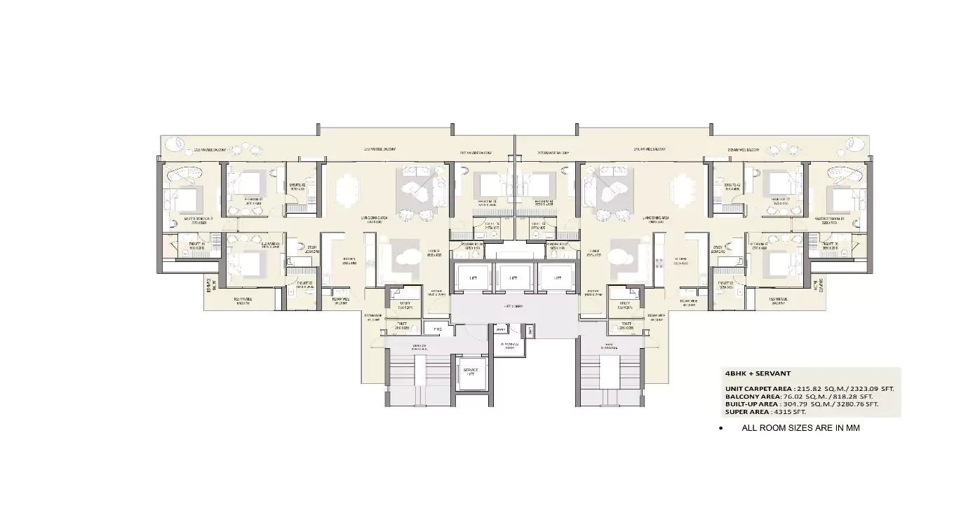 M3M Cullinan 4 BHK Floor Plan