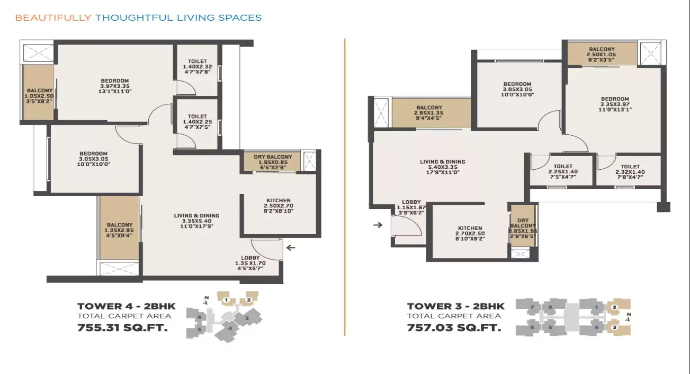 VTP Bellissimo 2 BHK Floor Plan