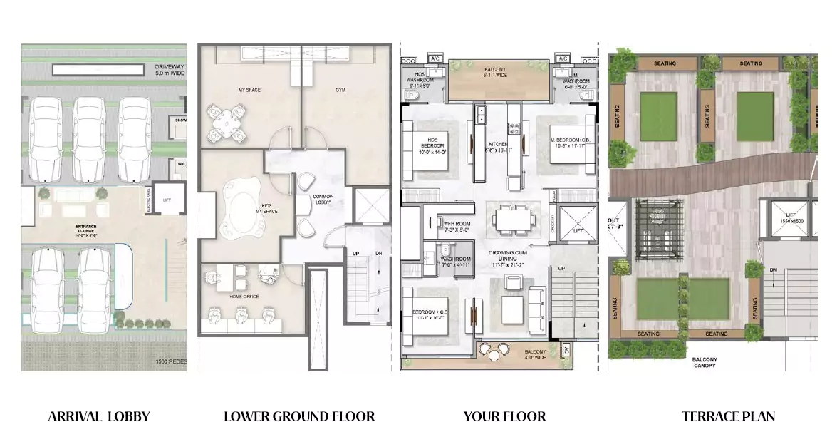 Smart World Gems 3 BHK Floor Plan