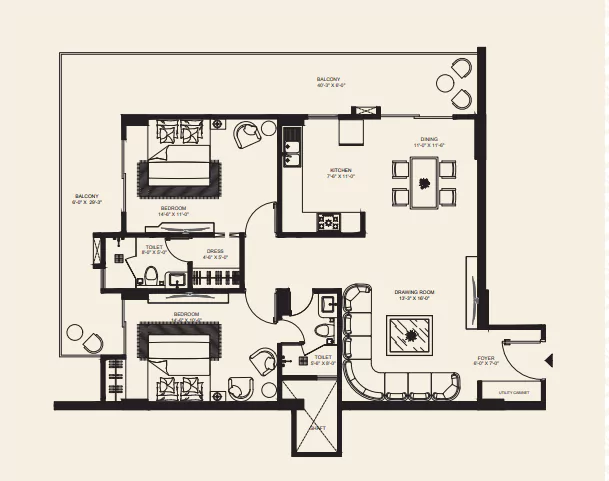 Evara by Sky Vista Homes 2 Bhk Floor Plan