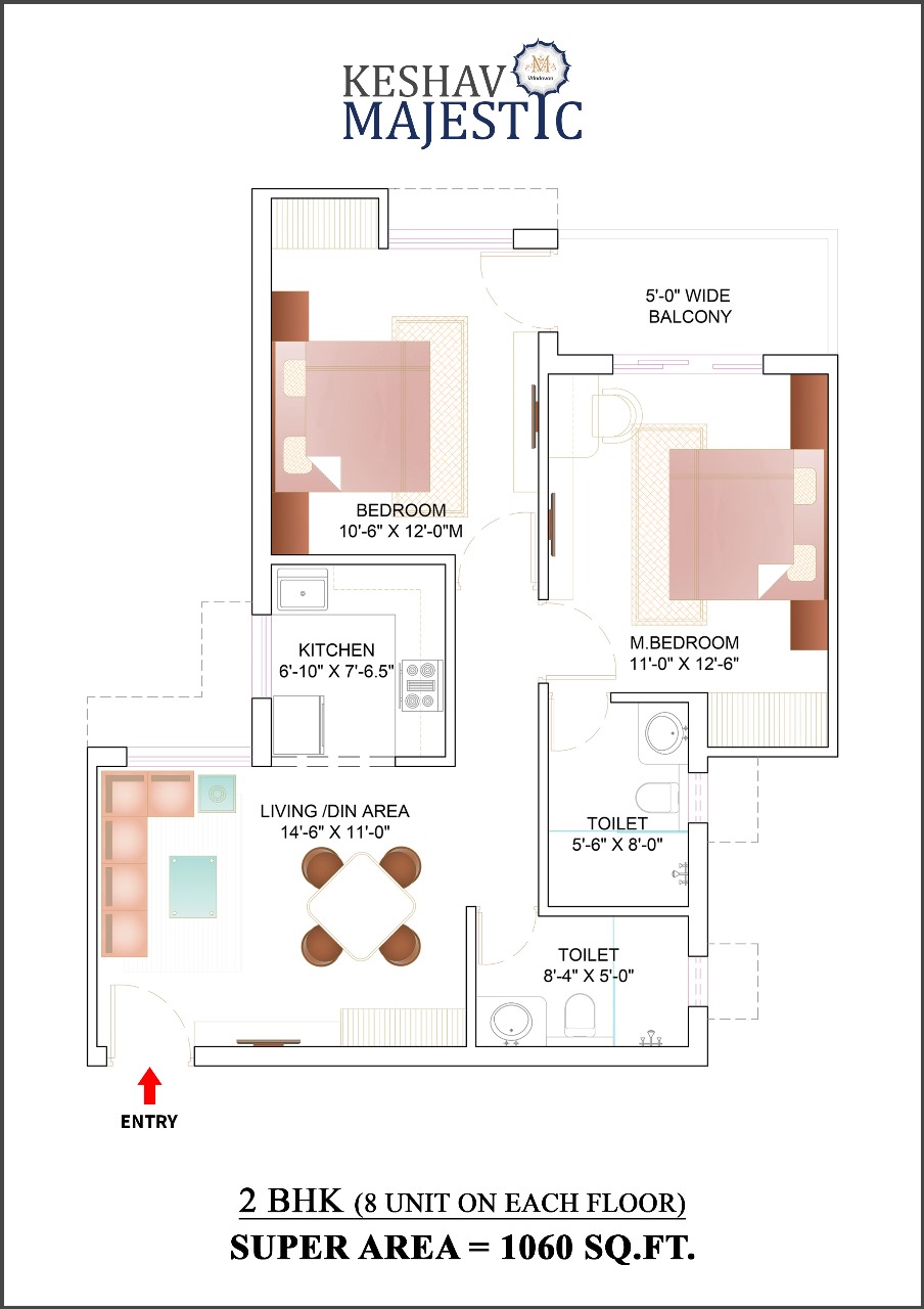 Keshav Majestic 2 BHK Floor Plan