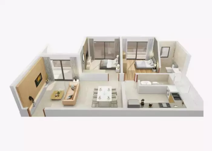 Duville Riverdale Heights 2 BHK Floor Plan