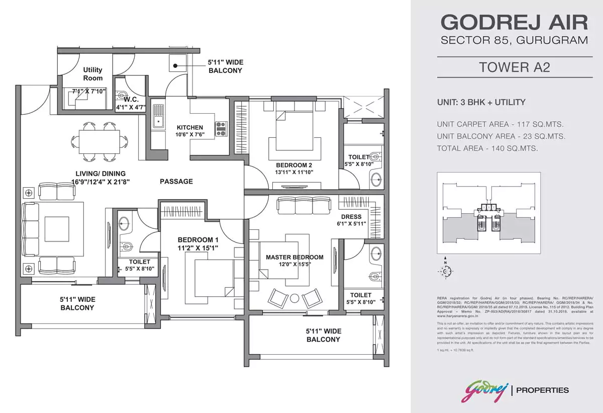 Godrej Air 3 BHK Floor Plan