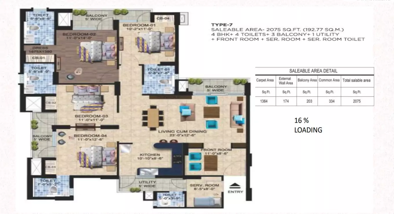 Sikka Kaamna Greens 4 BHK Floor Plan
