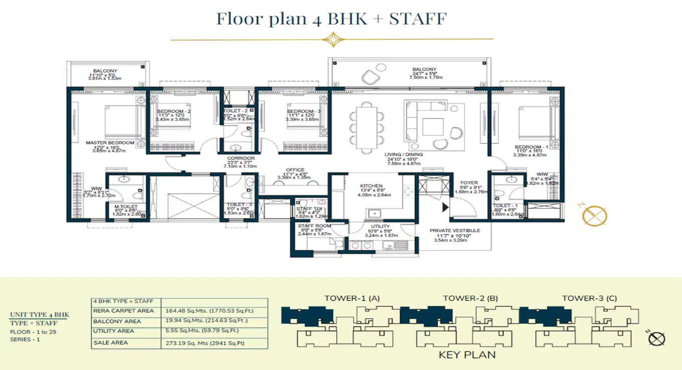 Godrej Tiara 4 BHK Floor Plan