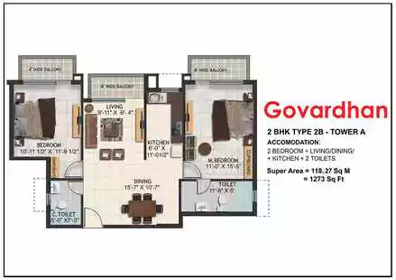 Sri Krishna Vilas 2 BHK Floor Plan