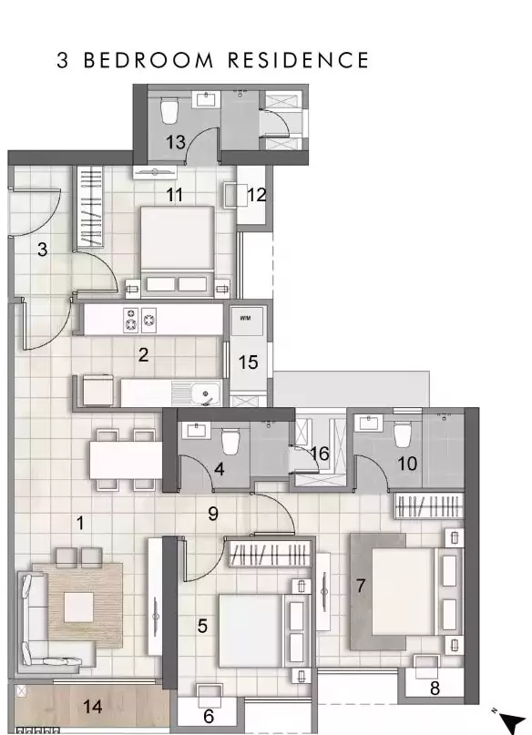 Rustomjee Uptown Urbania 3 BHK Floor Plan