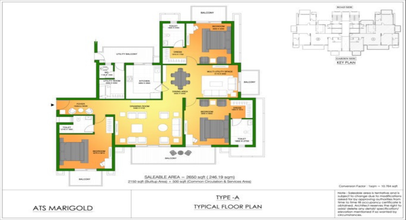 ATS Marigold 3 BHK Floor Plan