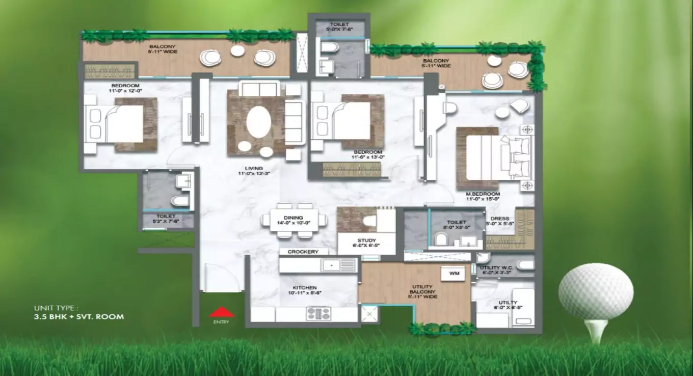 M3M Golf Hills 3.5 BHK Floor Plan