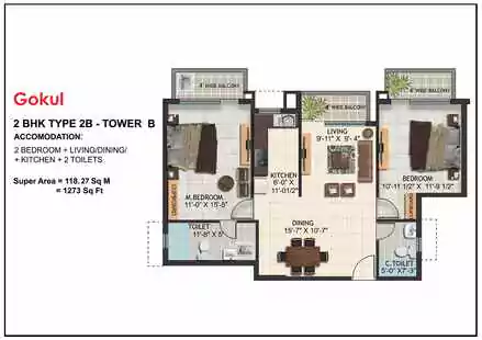 Sri Krishna Vilas 2 BHK Floor Plan