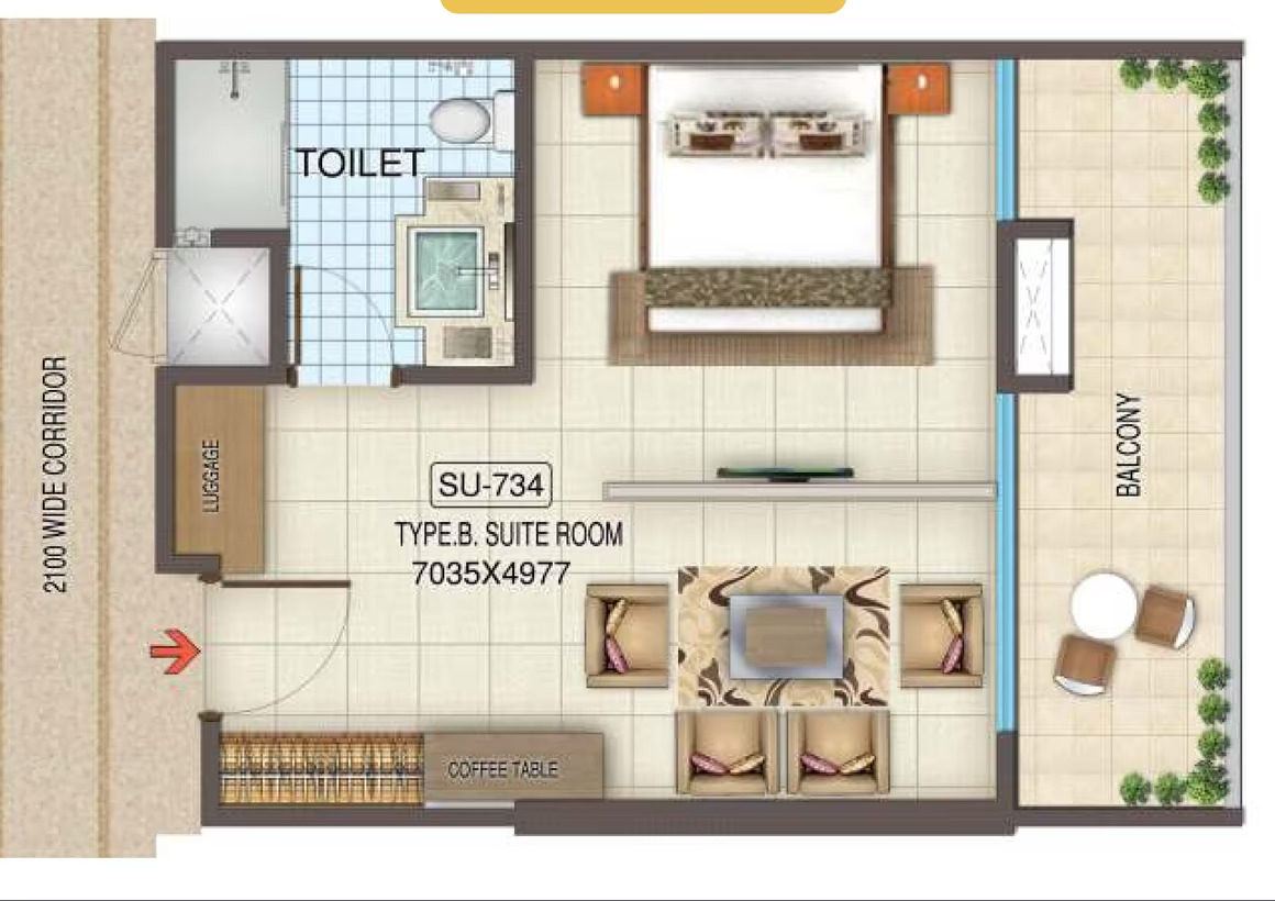Kaveri City Centre Studio Type 3 Floor Plan