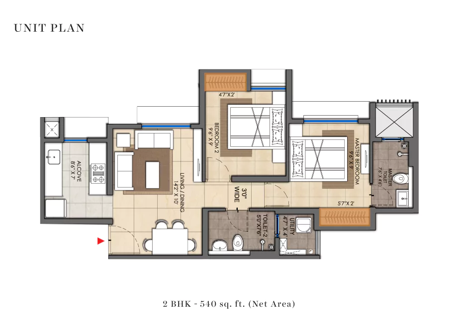 Lodha Codename Premier 2 BHK Floor Plan