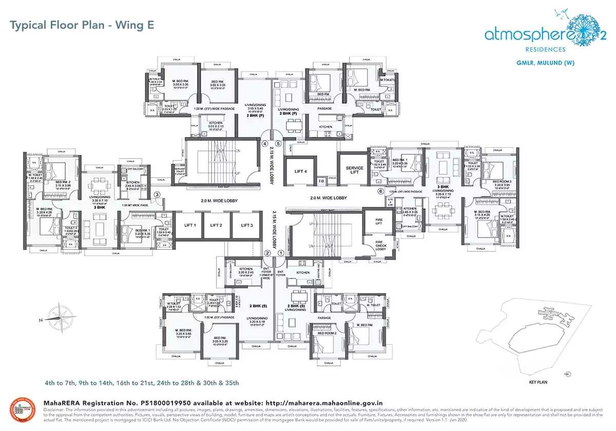 Wadhwa Atmosphere 3 BHK Floor Plan